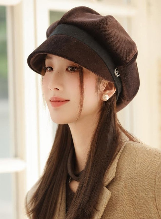 URAWOW Newsboy Cap for Women with Visor Fall Beret Hats for Women Ladies Slouchy Fashion Accessories Classic Casual - Image 5